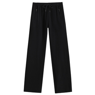 拉链口袋运动裤女士春秋夏季薄款直筒裤长裤子宽松纯棉休闲裤卫裤