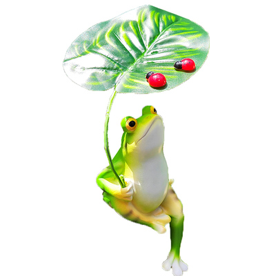撑伞乘凉仿真青蛙摆件