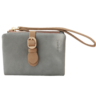 钱包女款2025新款小清新撞色搭扣折叠零钱包卡包一体现金手拿包