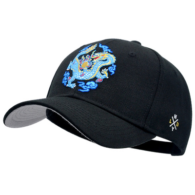 龙年户外蓝色鸭舌帽子男女中国风