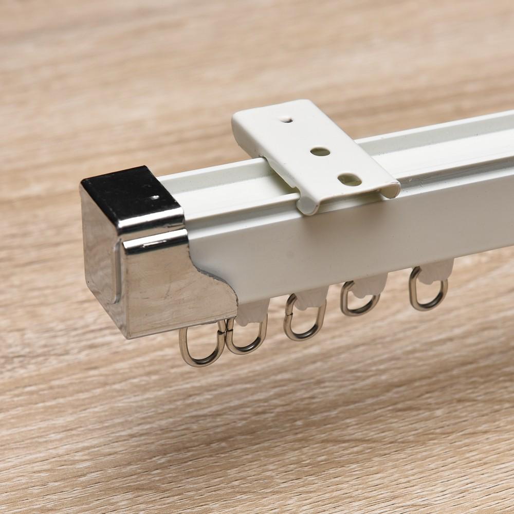 加厚铝合金静音窗帘挂钩轨道滑轮顶装侧装直轨U型可弯曲单轨双轨
