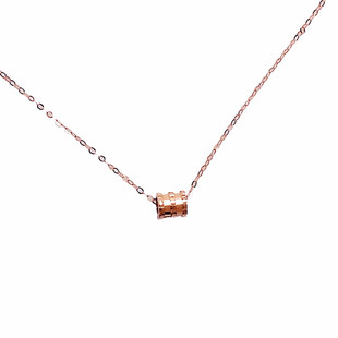 太太珠宝585紫金素金小蛮腰时尚套链简约经典14K玫瑰金气质项链