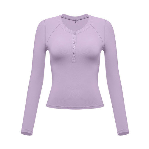 VfU亨利领瑜伽长袖女速干舒适健身服修身显瘦训练运动T恤秋冬打底
