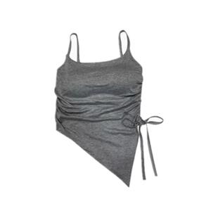 不规则开叉吊带背心女夏季系带设计感内搭带胸垫外穿甜辣抹胸上衣