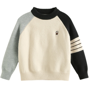 女童毛衣秋冬2026新款儿童春装拼色针织衫洋气小女孩初冬套头上衣