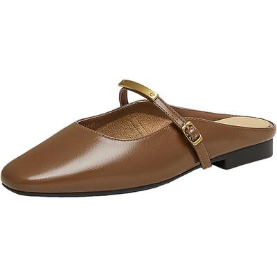 百思图夏季商场新款通勤一脚蹬穆勒拖粗跟外穿女拖鞋F1111BH5