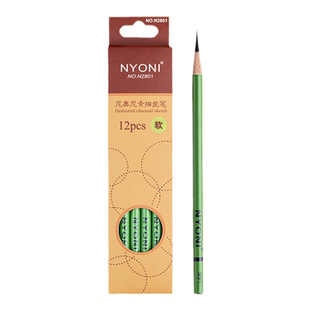 NYONI尼奥尼炭笔美术生专用专业级软碳笔素描工具软中硬套装特软全套速写14B碳素初学者手绘画笔画画笔碳铅笔