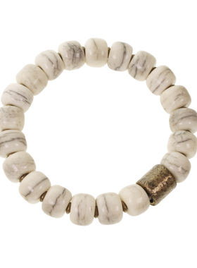 曲尾花原创设计老型珠牛骨手串