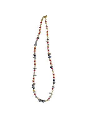 三环路多彩复古天然石项链