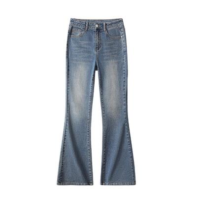 班尼路微喇牛仔裤女2026春季新款高腰弹力修身垂感不贴腿喇叭裤N