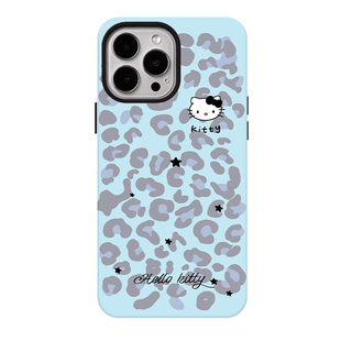 蓝色豹纹KT适用苹果17promax手机壳iphone16pro菲林磁吸支架个性华为P80小米15小众vivo防摔保护壳oppo爆款