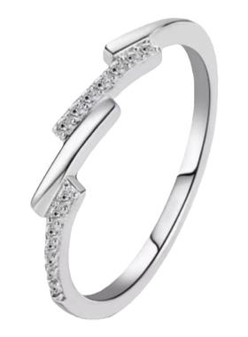 斜台阶排戒简约微镶尾戒