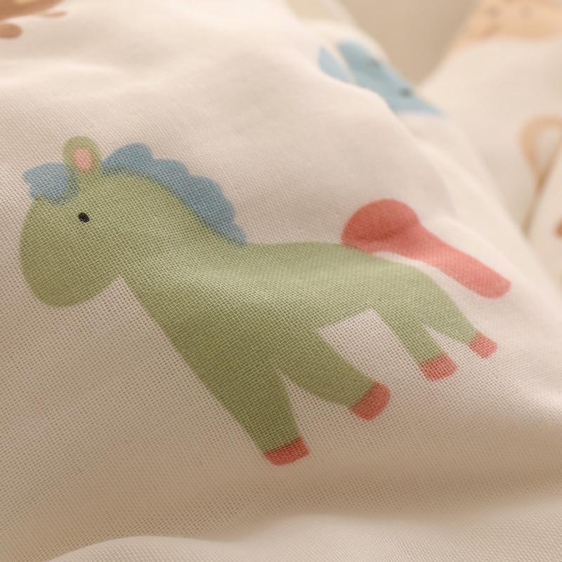 小马驹双层纱儿童床纯棉床单单件单人100全棉宝宝婴儿夏季学生白