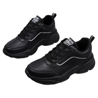 秋季品牌女鞋皮面防水厚底老爹鞋