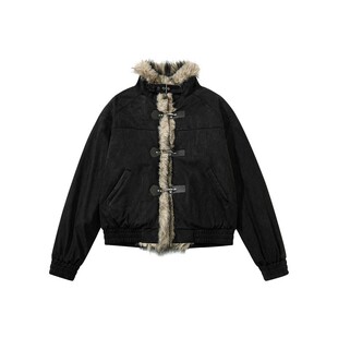 sameuoo散养文化「麂暖」飞机扣工装棉服牛皮绒翻毛领座山雕外套