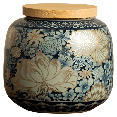 汝窑繁花茶叶罐户外便携高档