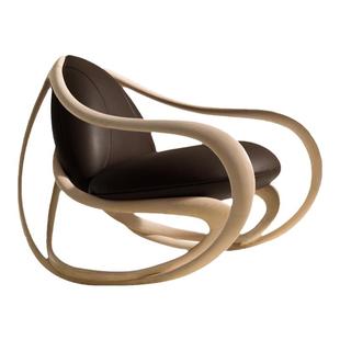 Giorgetti设计师move摇摇椅实木阳台家用客厅懒人休闲椅真皮沙发