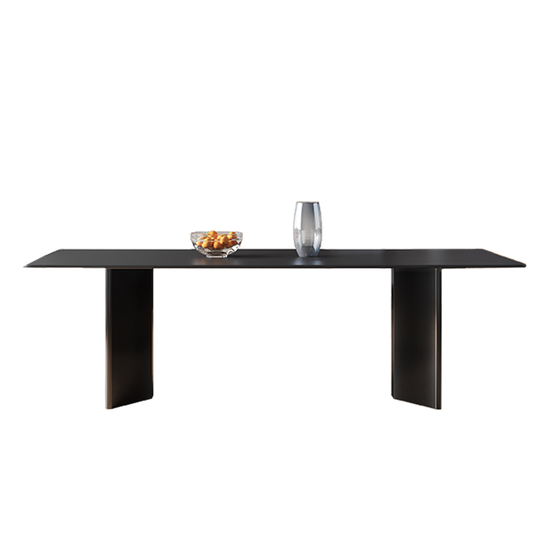 德利丰岩板餐桌简约现代黑色岛台餐桌椅组合意式极简家用长方形桌