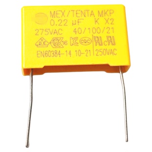 X2安规电容器MKP 0.22UF 275V AC 224 脚距P=22.5mm电源0.22微法