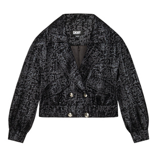 DKNY唐可娜儿秋冬款女装上衣亮闪提花立体廓型夹克短上衣外套休闲