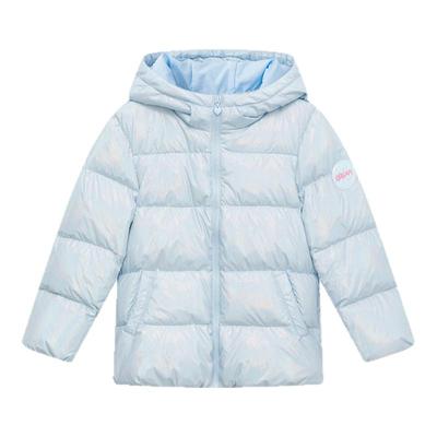 moomoo童装珠光短款羽绒服儿童炫彩女孩洋气秋冬连帽保暖外套上装