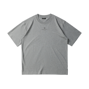实年服工ST171夏季质感圆领纯棉短袖T恤男logo绣花宽松落肩上衣潮