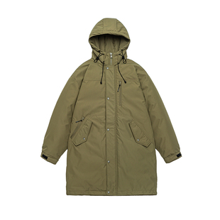 90鸭绒中长款连帽羽绒服男士冬季大码潮流加厚保暖御寒羽绒外套潮