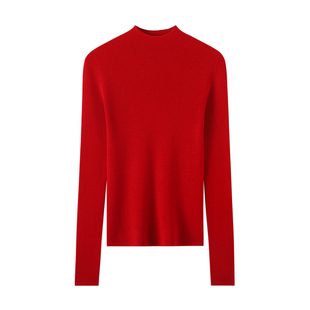 2025冬季新款扬子纱精纺纯羊毛衫女半高领加厚修身内搭打底针织衫