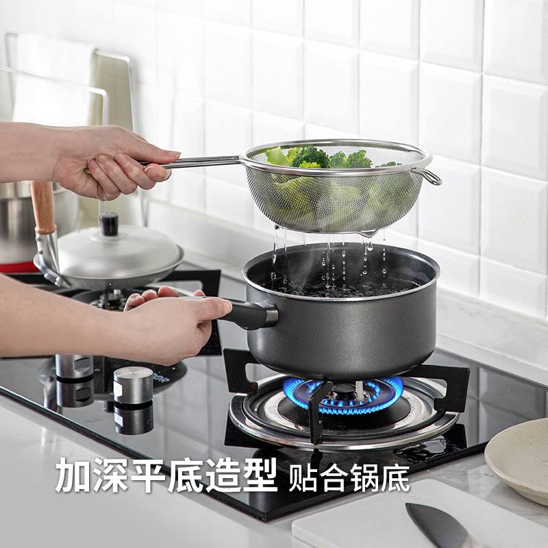 霜山不锈钢沥水漏勺16目双耳油炸笊篱过滤网厨房焯水捞饺子捞面勺