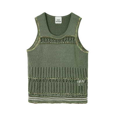 RAWSTONE镂空钩织拼色针织背心