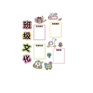 班务级文化教室布置装饰学习园地黑板报墙贴卫生值日表展示公告栏