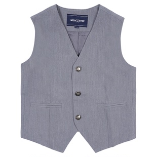 memoryin童装梭织马甲两个小朋友男孩经典法式修身西装马甲