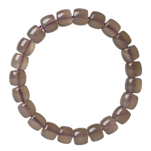 福妞（珠宝）天然烟紫玛瑙手链红玛瑙男款手链圆珠饰品礼物送女友