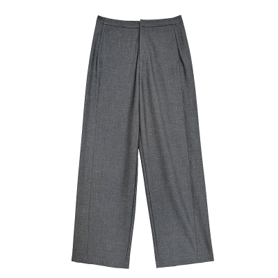 灰色天丝羊毛西装窄版直筒裤女