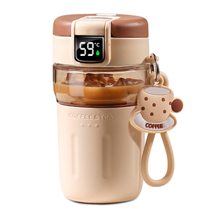 玻璃杯女新款2026高颜值咖啡杯子办公室吸管水杯外出便携带泡茶杯