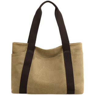 文艺简约帆布包女妈妈包中年上班手提包布包大容量挎包女士单肩包