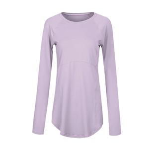 加绒加厚瑜伽服女修身保暖速干中长款遮臀跑步外穿长袖普拉提上衣