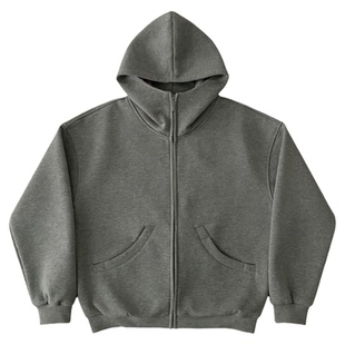 INKNOTS简约高级感廓形空气层连帽卫衣男女潮牌boxy短宽拉链外套