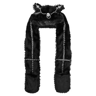 Broken bone原创朋克黑甜punk猫耳帽小众围巾帽子一体头饰女个性