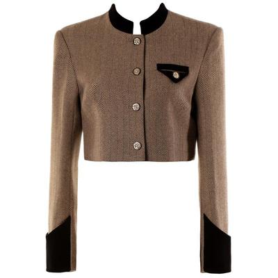 DPLAY复古人字纹卡其短外套