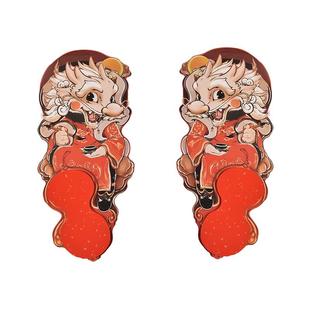 成竹堂龙年新款对联纸3D立体镂空万年红宣纸书法专用四言七言对联挂饰门挂新年春节装饰卡纸福字空白手写春联