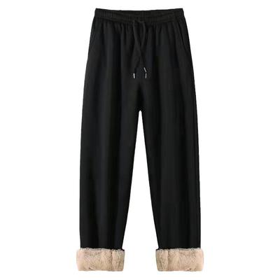 秋冬爸爸羊羔绒裤子男加绒加厚款中老年人男士松紧腰外穿休闲棉裤