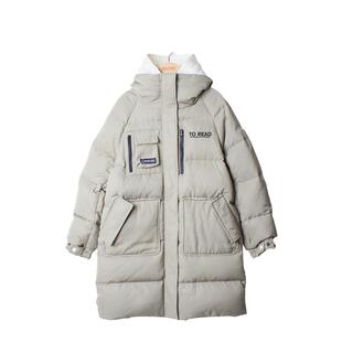 COCOTREE棵棵树女大童冬季户外风保暖拼色假两件中长款连帽羽绒服