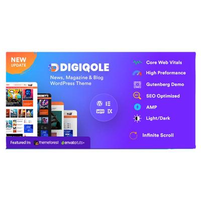 Digiqole 汉化中文版 WP主题 新闻杂志博客响应式网站模板