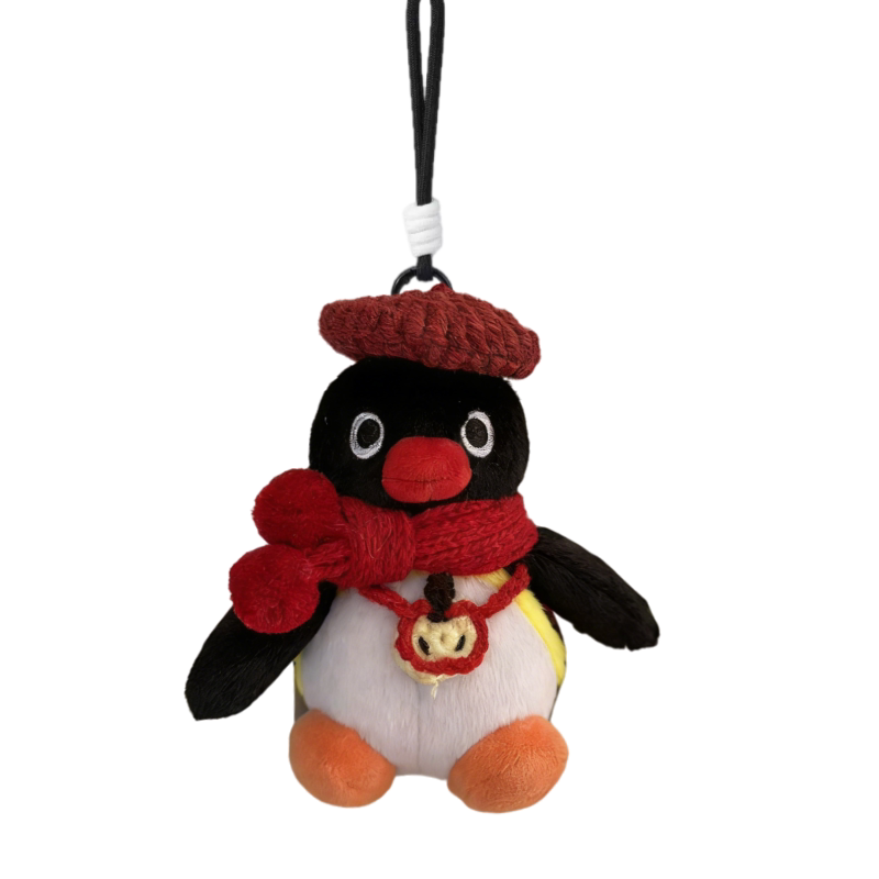 正版pingu企鹅毛绒包挂件红帽子围巾公仔钥匙扣书包挂饰新年礼物