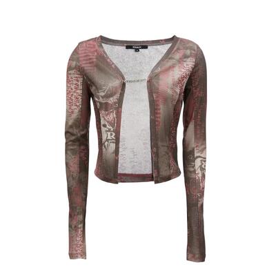 绫致ONLY25春夏新时尚显瘦辣妹拼接开衫短款长袖T恤女百搭