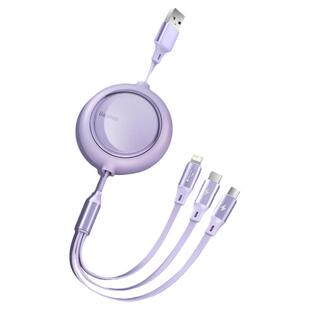 倍思数据线三合一快充三头适用华为苹果15/16手机充电线typec安卓一拖三车载多功能车用伸缩一拖三定制logo