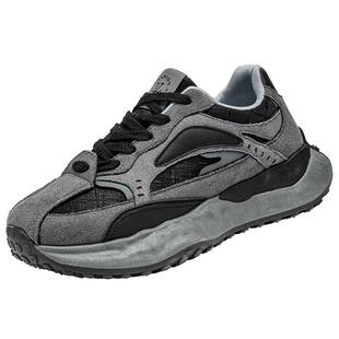 阿甘男鞋春季休闲运动跑步防滑舒适软底不累脚学生增高复古老爹鞋