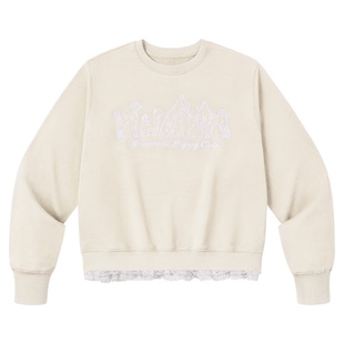 PSO Brand女装可爱小狗蕾丝花边针织卫衣女款圆领休闲外套潮牌