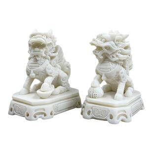 汉白玉石头雕麒麟招财镇宅摆件一对风水化解送子阳台门口公母摆件